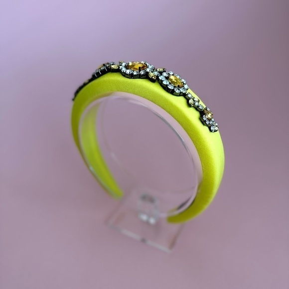 Yellow Fabric Rhinestone Headband - Picture 4 of 6